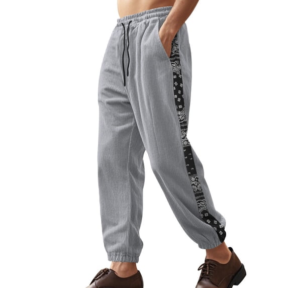 Bibifish Mens Joggers Bandana Print Corduroy Athletic Pants