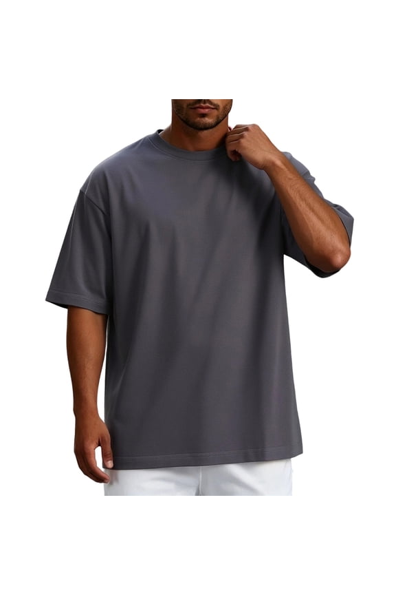 Mens Oversized T-Shirts Solid Color Crew Neck Short Sleeve Soft Tshirts Basic Everyday Casual Tee Shirt