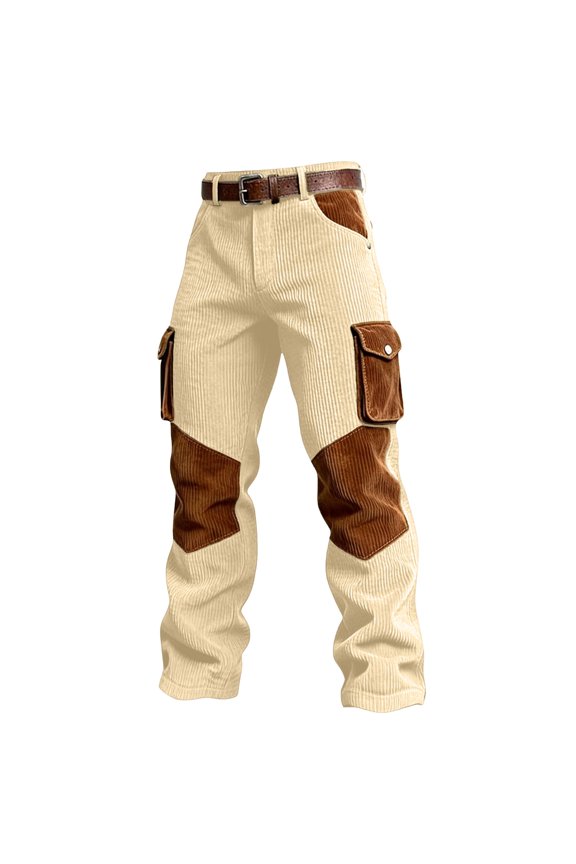 Mens Pants Color Block Comfortable Waffle Trousers Comfortable Durable Work Trousers With Pockets Comfortable Utility Pants