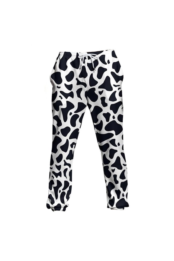 Mens Pants Cow Print Casual Pants Comfortable Relaxed Fit Printed Pants Spring Autumn Winter Wide Leg Trousers With Pockets