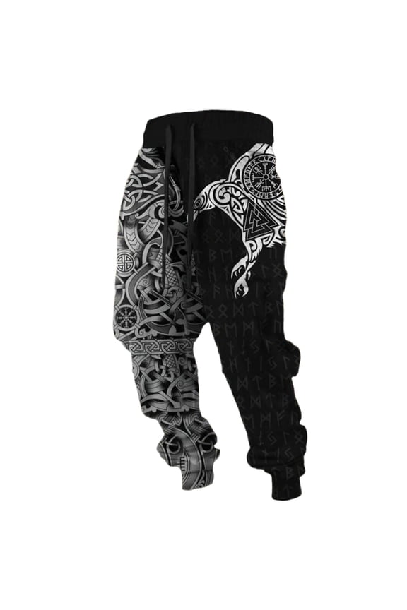 Mens Pants Retro Style Graphic Print Pants Full Length Elastic Waist Winter Casual Pants Everyday Comfort And Streetwear Sweatpants