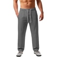 thumbnail image 1 of Bibifish Mens Pants Solid Color Casual Wide Leg Trousers Comfortable Relaxed Fit Elastic Waist Lightweight Breathable Daily Wear Sports Pants, 1 of 9