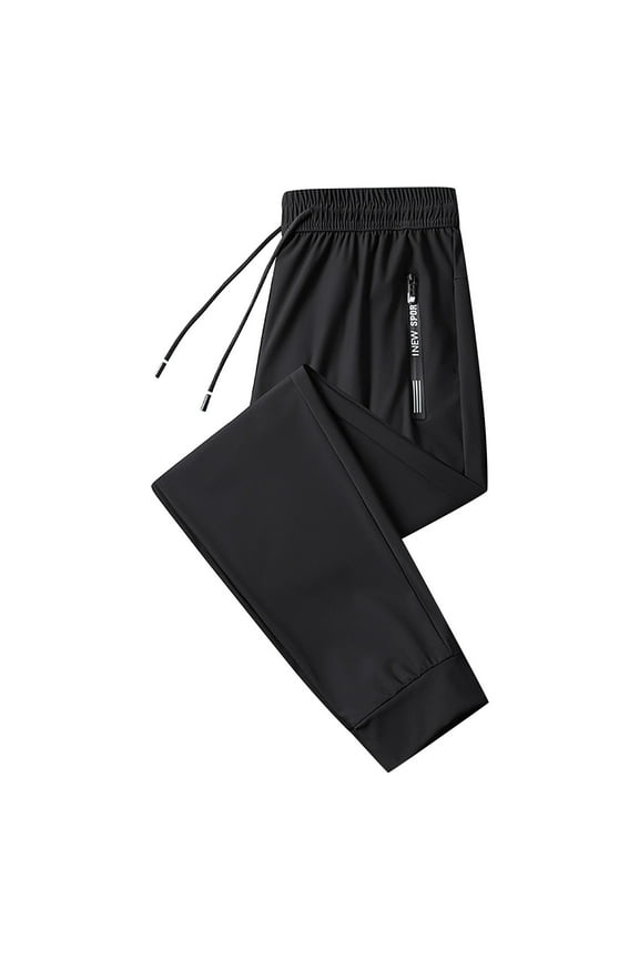 Mens Pants Summer Fall Drawstring Elastic Waist Pants With Zipper Pockets Solid Color Breathable Lightweight Travel Sports Trousers
