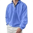 thumbnail image 1 of Bibifish Mens Polo Shirts Check Lining Placket Lapel Collar Long Sleeve Shirts Mens Fall Winter Basic Daily Tops, 1 of 8
