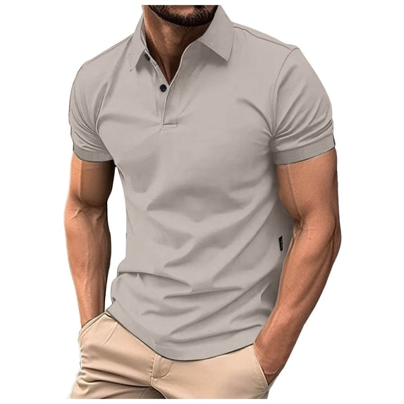 Bibifish Mens Polo Shirts Classic Plain Lapel Collar Two Button Shirts Short Sleeve Slim Fit Casual Daily Tops