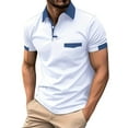 thumbnail image 1 of Bibifish Mens Polo Shirts Contrast Collar Pocket Panel Shirts Mens Spring Summer Outdoor Daily Tops, 1 of 3