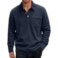 thumbnail image 1 of Bibifish Mens Polo Shirts Corduroy Contrast Collar Long Sleeve Shirts Classic Fit Street Wear With Pocket Casual Tops, 1 of 4