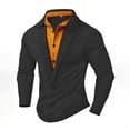 thumbnail image 1 of Bibifish Mens Polo Shirts Two Piece Layered Design Long Sleeve Shirts Slim Fit Party Wear Dressy Tops, 1 of 4
