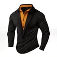 thumbnail image 1 of Bibifish Mens Polo Shirts Two Piece Layered Design Long Sleeve Shirts Slim Fit Party Wear Dressy Tops, 1 of 4