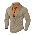 thumbnail image 1 of Bibifish Mens Polo Shirts Two Piece Layered Design Long Sleeve Shirts Slim Fit Party Wear Dressy Tops, 1 of 4