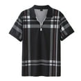 thumbnail image 1 of Bibifish Mens Polo Shirts Full Body Plaid Print Half Zip Placket Shirts Mens Spring Summer Vacation Daily Tops, 1 of 7