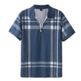 thumbnail image 1 of Bibifish Mens Polo Shirts Full Body Plaid Print Half Zip Placket Shirts Mens Spring Summer Vacation Daily Tops, 1 of 7
