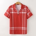 thumbnail image 1 of Bibifish Mens Polo Shirts Full Body Plaid Print Half Zip Placket Shirts Mens Spring Summer Vacation Daily Tops, 1 of 9