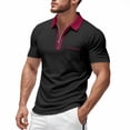thumbnail image 1 of Bibifish Mens Polo Shirts Half Zip Contrast Collar Pocket Detail Short Sleeve Shirts Classic Fit Daily Casual Tops, 1 of 8
