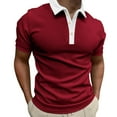 thumbnail image 1 of Bibifish Mens Polo Shirts Light Blue Body White Lapel Collar Button Placket Shirts Mens Spring Summer Basic Daily Tops, 1 of 4