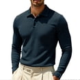 thumbnail image 1 of Bibifish Mens Polo Shirts Long Sleeve Waffle Knit Casual Shirts Breathable Classic Fit Daily Wear Tops, 1 of 4