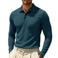 thumbnail image 1 of Bibifish Mens Polo Shirts Long Sleeve Waffle Knit Casual Shirts Breathable Classic Fit Daily Wear Tops, 1 of 4