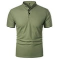 thumbnail image 1 of Bibifish Mens Polo Shirts Mandarin Collar Henley Three Button Shirts Short Sleeve Regular Fit Basic Daily Tops, 1 of 5