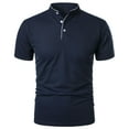 thumbnail image 1 of Bibifish Mens Polo Shirts Mandarin Collar Henley Three Button Shirts Short Sleeve Regular Fit Basic Daily Tops, 1 of 3