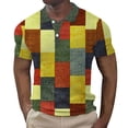 thumbnail image 1 of Bibifish Mens Polo Shirts Multi Color Square Block Patch Shirts Mens Spring Summer Daily Outdoor Wear Tops, 1 of 5