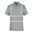 thumbnail image 1 of Bibifish Mens Polo Shirts Reflective Stripe Front Design Lapel Collar Shirts Button Placket Work Wear Casual Tops, 1 of 3