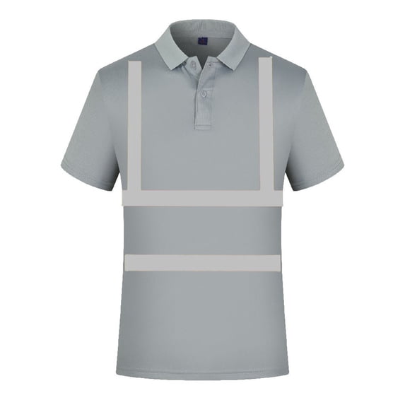 Bibifish Mens Polo Shirts Reflective Stripe Front Design Lapel Collar Shirts Button Placket Work Wear Casual Tops