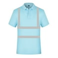 thumbnail image 1 of Bibifish Mens Polo Shirts Reflective Stripe Front Design Lapel Collar Shirts Button Placket Work Wear Casual Tops, 1 of 1