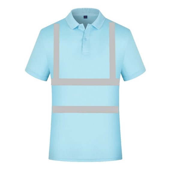 Bibifish Mens Polo Shirts Reflective Stripe Front Design Lapel Collar Shirts Button Placket Work Wear Casual Tops