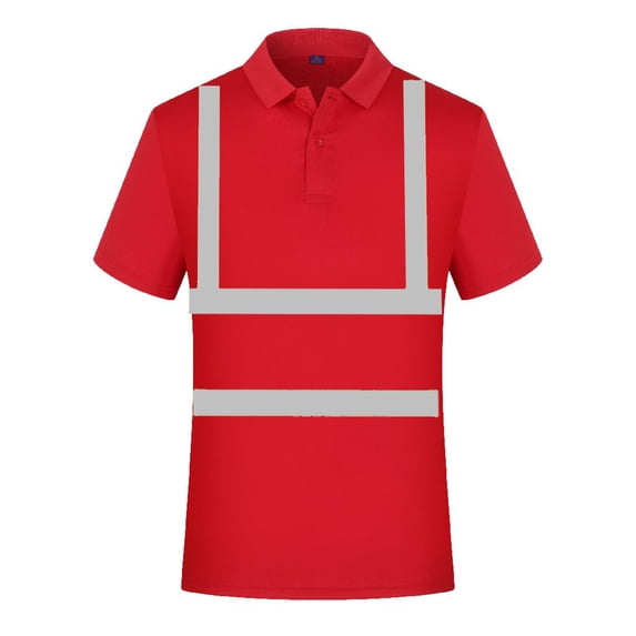 Bibifish Mens Polo Shirts Reflective Stripe Front Design Lapel Collar Shirts Button Placket Work Wear Casual Tops