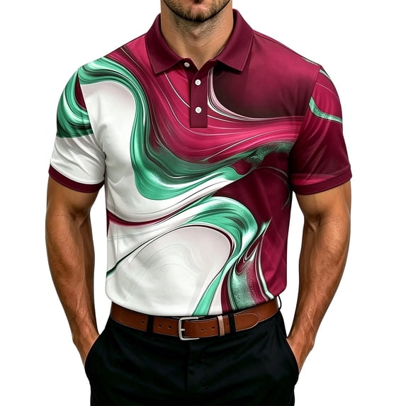 Bibifish Mens Polo Shirts Short Sleeve Graphic Golf Shirts Classic Fit Athletic Casual Daily Wear Tops