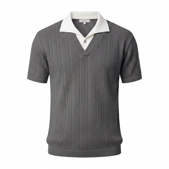Bibifish Mens Polo Shirts Short Sleeve Knitted Casual Shirts Classic Fit Vintage Style Daily Wear Tops