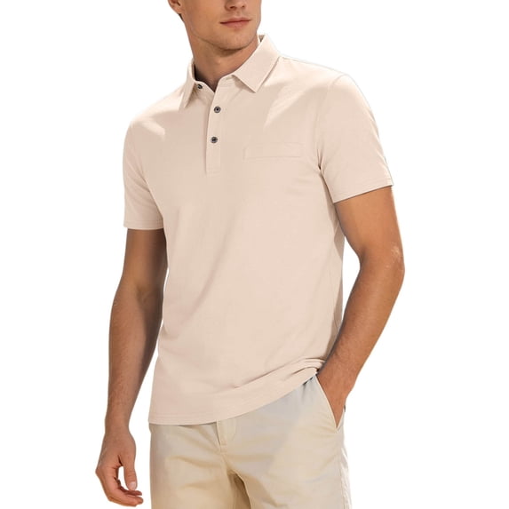 Bibifish Mens Polo Shirts Short Sleeve Pocket Classic Fit Casual Shirts Daily Work Wear Lightweight Tops