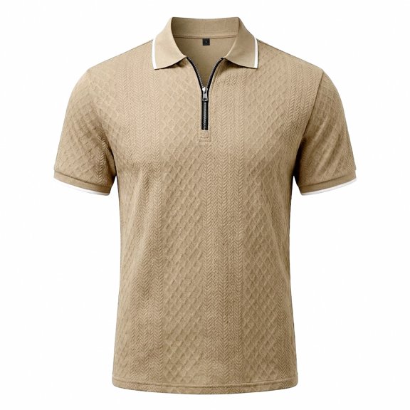 Bibifish Mens Polo Shirts Short Sleeve Quarter Zip Golf Shirts Textured Classic Fit Daily Wear Tops