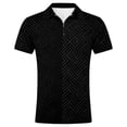 thumbnail image 1 of Bibifish Mens Polo Shirts Short Sleeve Quarter Zip Herringbone Geometric Pattern Casual Shirts Lightweight Tops, 1 of 3