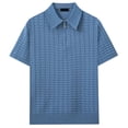 thumbnail image 1 of Bibifish Mens Polo Shirts Short Sleeve Quarter Zip Textured Knit Casual Shirts Classic Fit Daily Wear Tops, 1 of 3