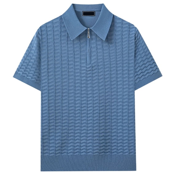 Bibifish Mens Polo Shirts Short Sleeve Quarter Zip Textured Knit Casual Shirts Classic Fit Daily Wear Tops