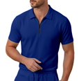thumbnail image 1 of Bibifish Mens Polo Shirts Short Sleeve Quarter Zip Waffle Knit Casual Shirts Breathable Daily Wear Tops, 1 of 5