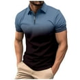 thumbnail image 1 of Bibifish Mens Polo Shirts Splash Gradient Two Tone Split Body Lapel Collar Shirts Zip Neck Casual Short Sleeve Tops, 1 of 7