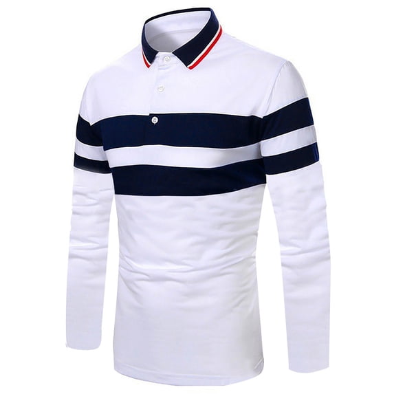 Bibifish Mens Polo Shirts Thick Black White Horizontal Striped Block Shirts Mens Fall Winter Weekend Casual Tops