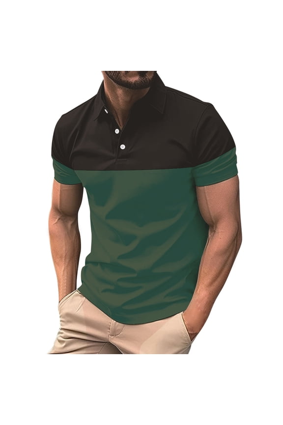 Mens Polo Shirts Two Tone Horizontal Color Block Shirts Mens Spring Summer Daily Commute Regular Tops
