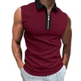 thumbnail image 1 of Bibifish Mens Polo Shirts White Collar Zip Front Sleeveless Cut Shirts Mens Spring Summer Light Daily Wear Tops, 1 of 8
