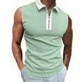 thumbnail image 1 of Bibifish Mens Polo Shirts White Collar Zip Front Sleeveless Cut Shirts Mens Spring Summer Light Daily Wear Tops, 1 of 8