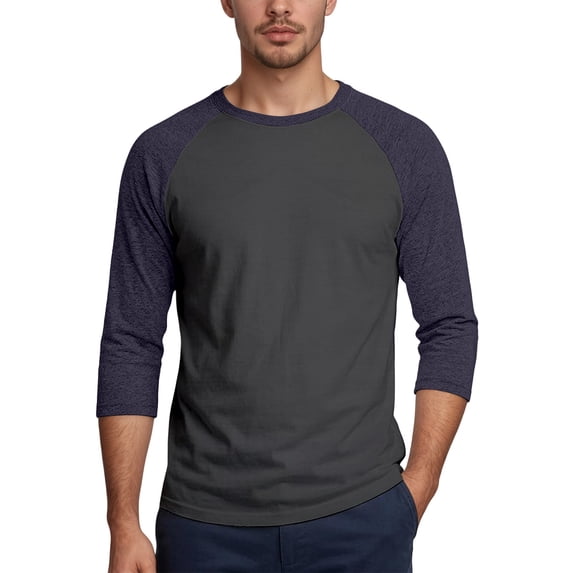 Bibifish Mens Raglan 3/4 Sleeve T-Shirts Color Block Crew Neck Soft ...