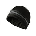 thumbnail image 1 of Bibifish Mens Ribbed Knit Beanie Hat With Gray Stripes Fleece Lined Stretchy Warm Midweight Hat Cold Weather Daily Commute Practical Trendy Hats, 1 of 4
