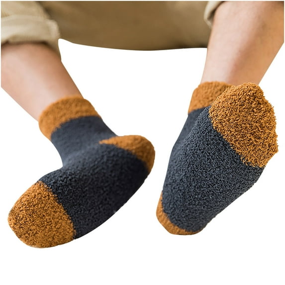 Bibifish Mens Socks Cozy Mid Tube Fuzzy Socks Cozy Fluffy Winter Warm Socks Casual Color Block Soft Home Sleeping Socks For Man