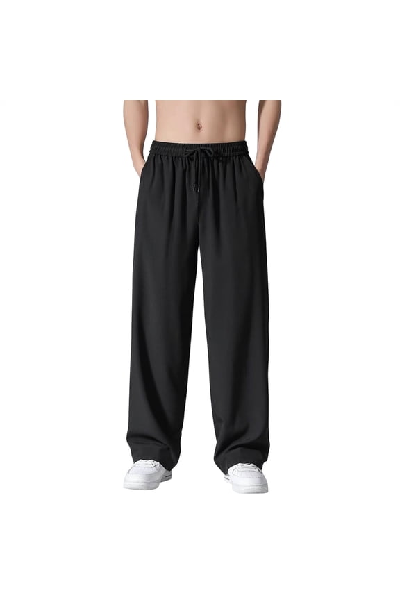 Mens Sweatpants With Deep Pockets Loose Fit Casual Wide Leg Jogging Trousers Running Workout Training Basketball Trousers