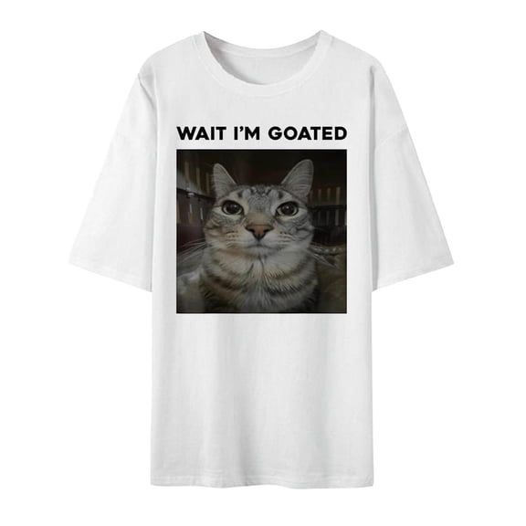 Bibifish Mens T-Shirt Graphic Cat Meme Print Crew Neck Short Sleeve Oversized Loose Fit Tee Fun Pet Themed Casual Daily Wear Top