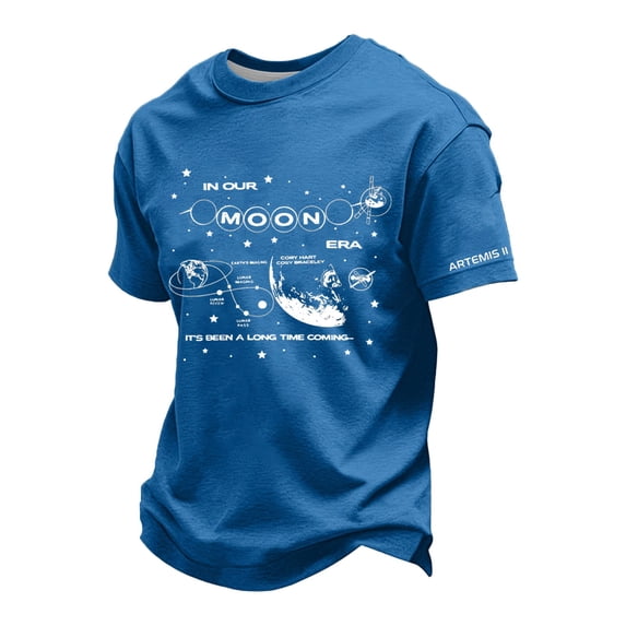 Bibifish Mens T-Shirt Graphic Space Moon Print Crew Neck Short Sleeve ...