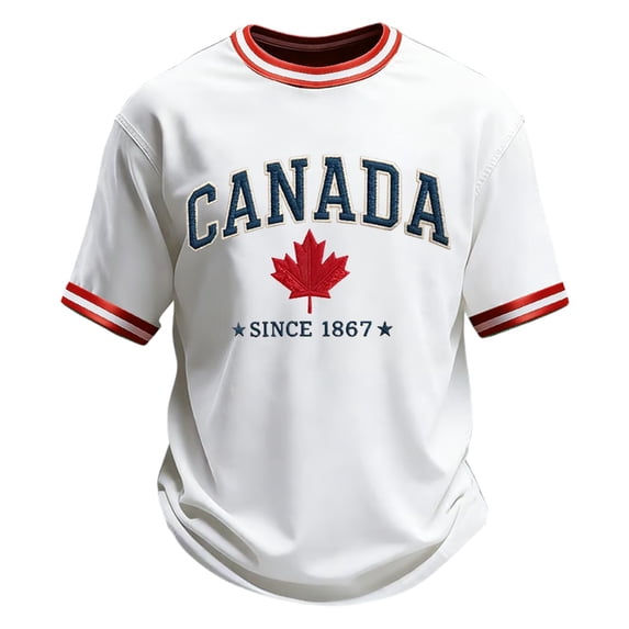 Bibifish Mens T-Shirt Novelty Graphic Canada Maple Leaf Print Crew Neck Short Sleeve Classic Tshirts Independence Day Holiday Casual Tee