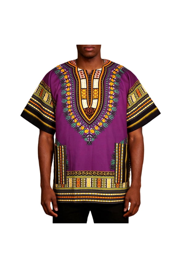 Bibifish Mens T-Shirt Novelty Graphic Ethnic Dashiki Print Crew Neck Short Sleeve Regular Tee Cultural Festival Streetwear Top